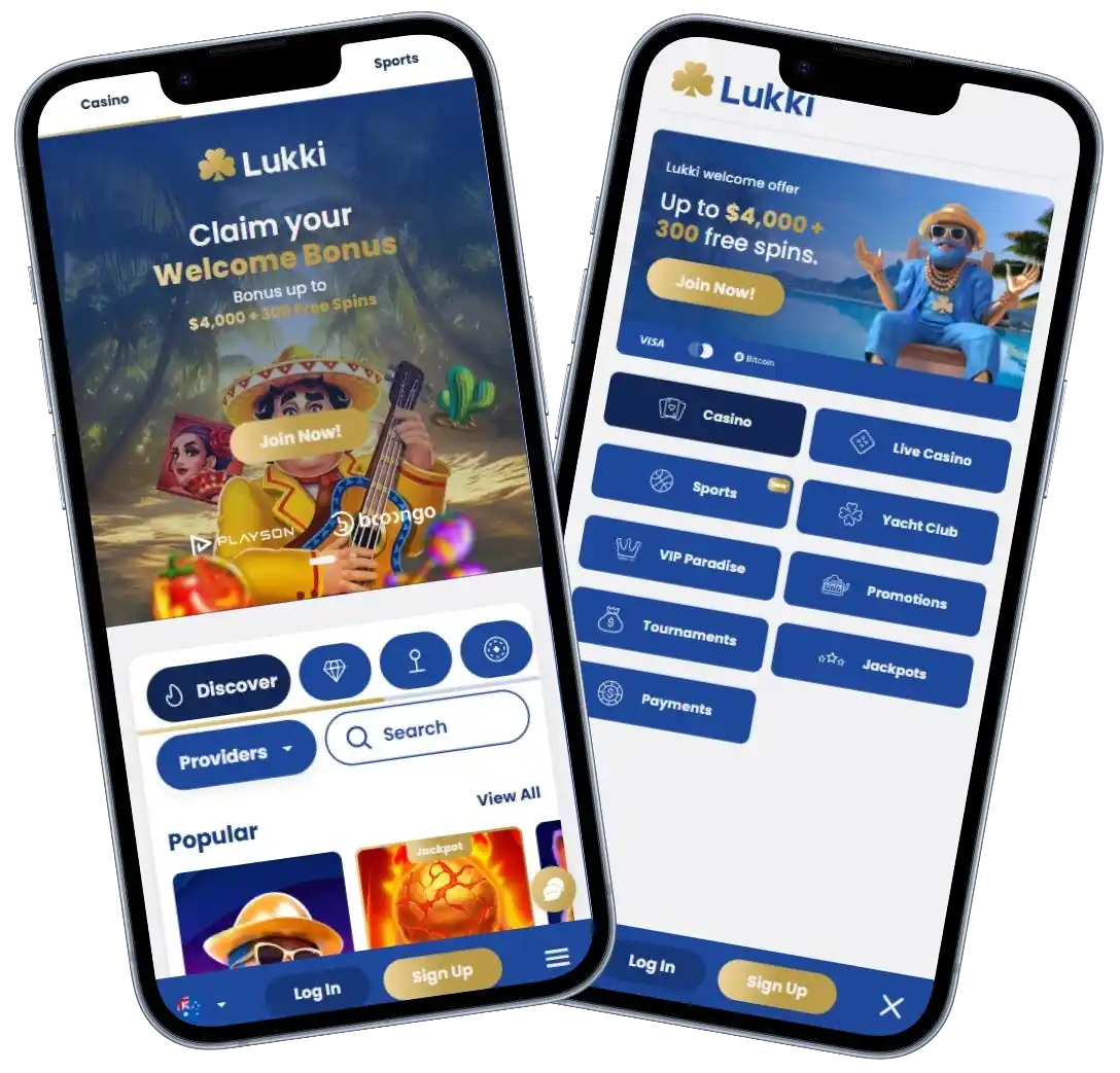 Lukki Casino mobile app gameplay screens